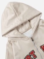 Retro Letter Embroidery Cardigan Hoodie Jacket