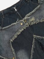 American Pentagram Tassel Patch Denim Shorts