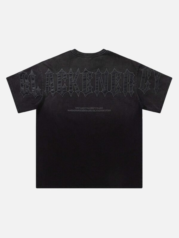 Tie-dye Gradient Letter Embroidery T-shirt - 1542