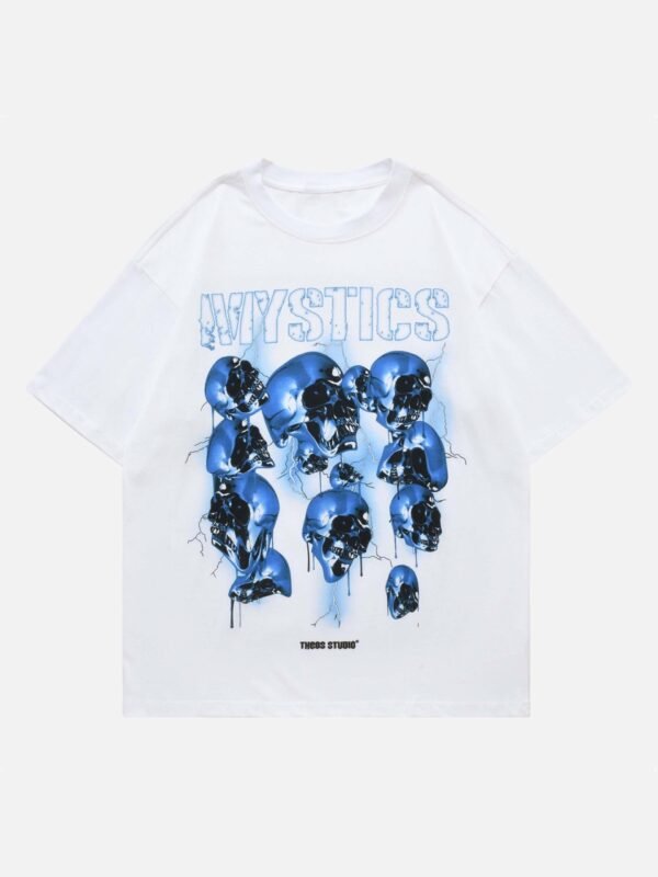 American West Coast Skull Vintage T-shirt Short Sleeve