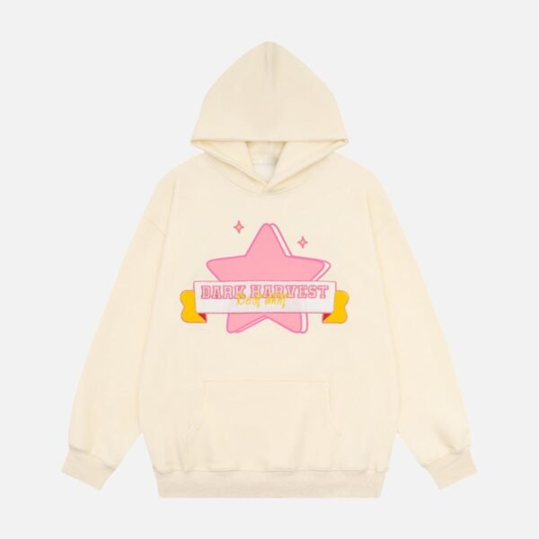 Pentagram Letter Embroidered Hooded Sweatshirt