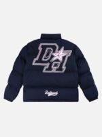 American Retro Letter Print Autumn And Winter Thickening Loose Down Jacket Couple Models -1393