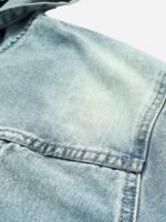 High Street Washed And Worn Denim Hoodie - 1464
