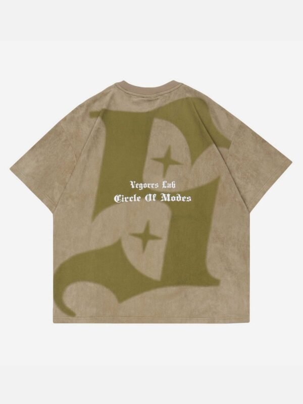 Retro Letter Print Cotton T-shirt