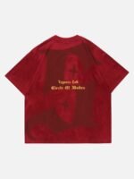 Retro Letter Print Cotton T-shirt