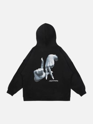 Gesture Print Hoodie -1268