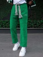 High Waist Straight Cotton Sweatpants -1284