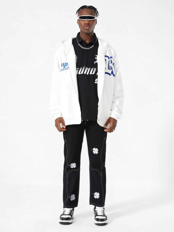 Letter Embroidered Hoodie Jacket -1095