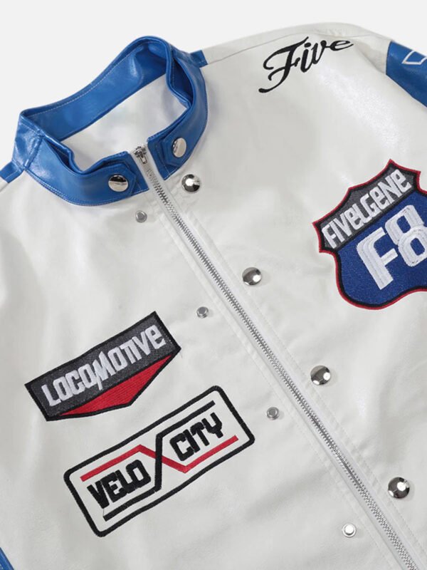 Motorcycle PU Leather Stitching Racing Jacket -1370