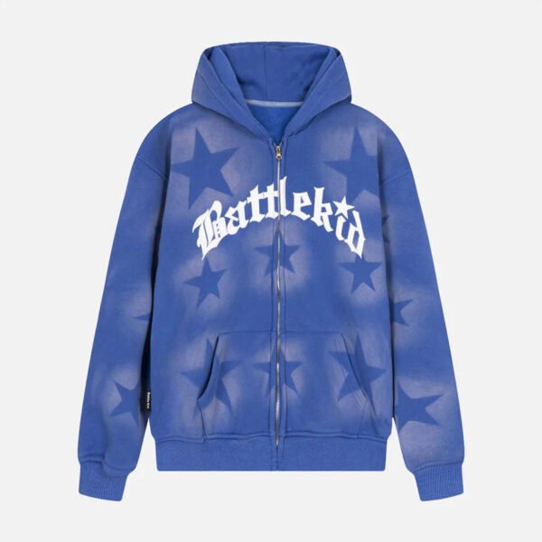 Star Letter Print Zipper Hoodie Jacket - 1540