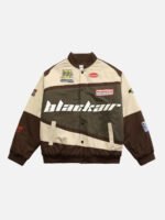 Retro Style Quilted Racing Jacket -1297