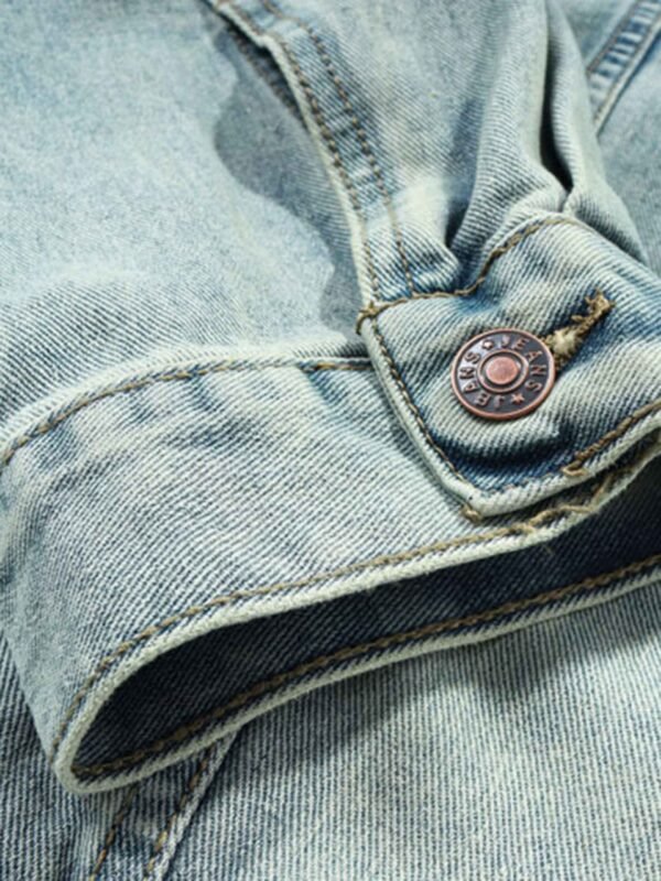 High Street Washed And Worn Denim Hoodie - 1464