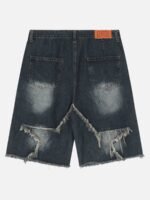 American Pentagram Tassel Patch Denim Shorts
