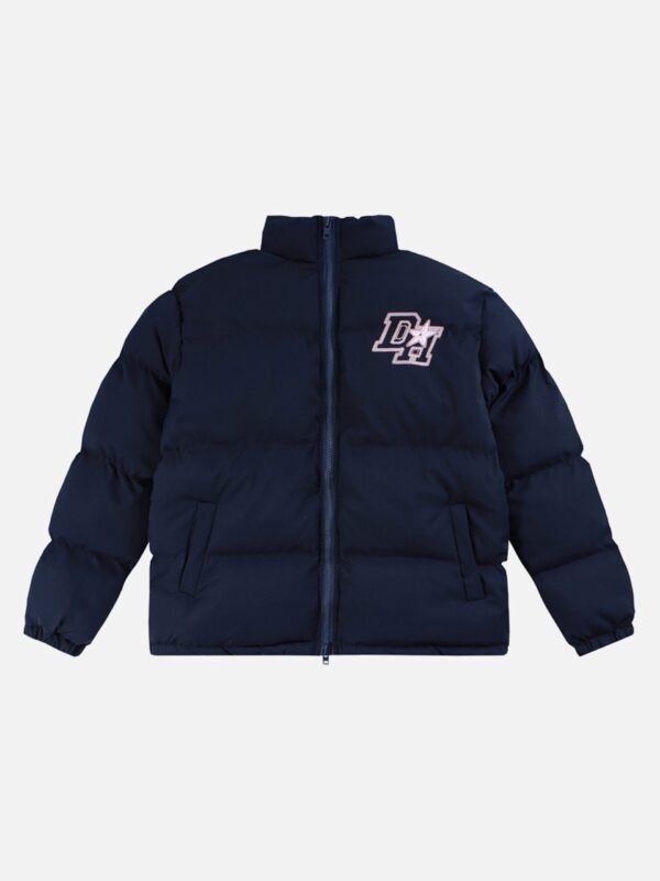 American Retro Letter Print Autumn And Winter Thickening Loose Down Jacket Couple Models -1393