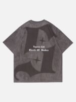 Retro Letter Print Cotton T-shirt