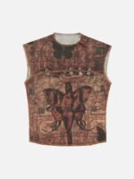 American Vintage Butterfly Embroidery Pattern Sleeveless Vest -1605
